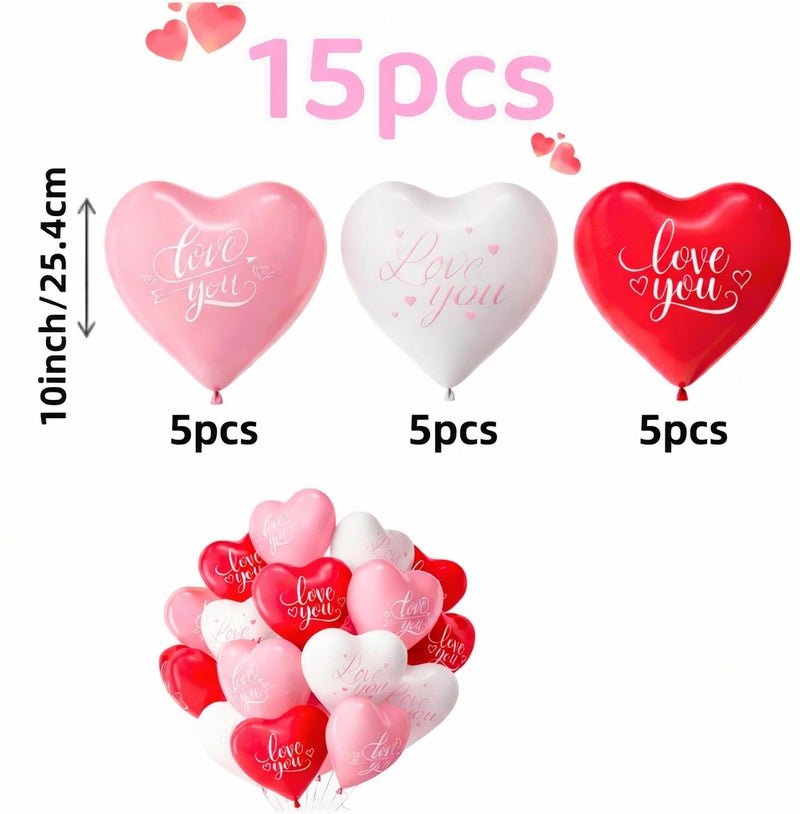 Valentine’s Day Decoration – Latex Balloons with Heart Shapes, Bright Colors, and Love Messages, Set of 15 Balloons Creating a Warm, Joyful, and Love-Filled Atmosphere for Valentine’s Day, Anniversaries, Romantic Surprises, Birthdays, and All Special Occasions - Image 5
